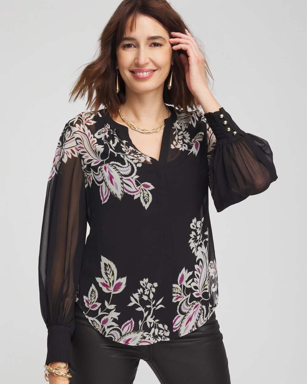 Floral Pintuck Sleeve Blouse | Chico's Floral Pintuck Sleeve Blouse | Chico's